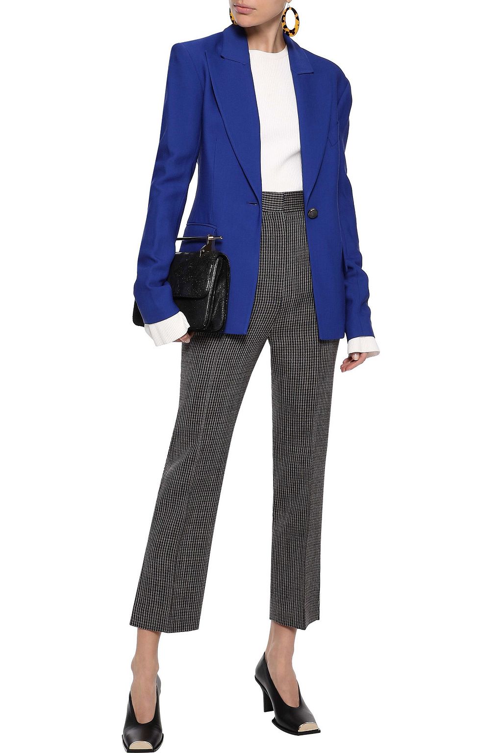 KHAITE Kyle cropped houndstooth wool straight-leg pants