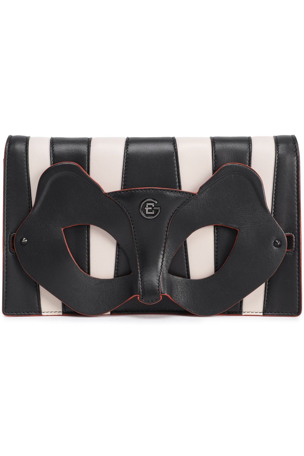 ELENA GHISELLINI Appliquéd striped leather clutch