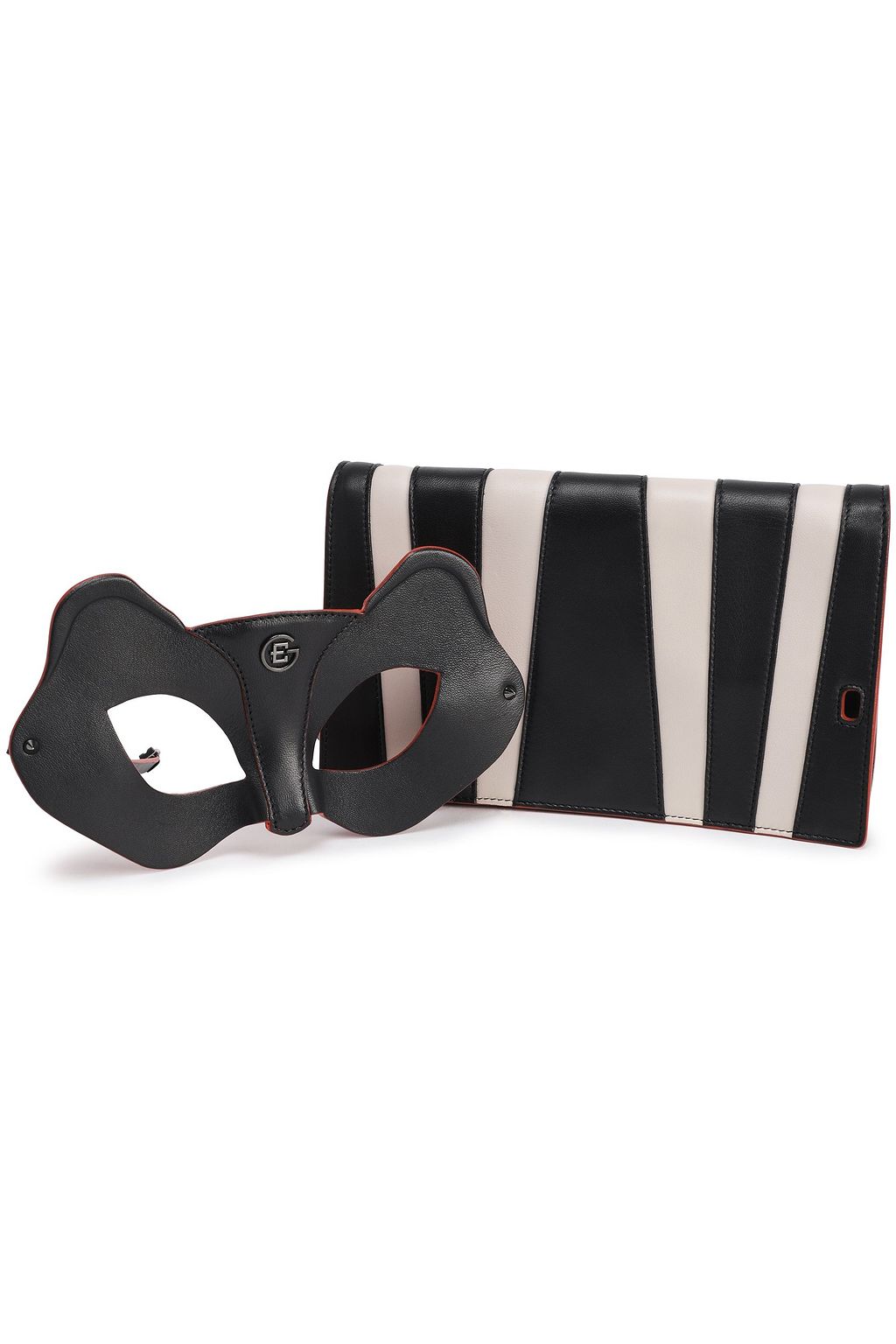 ELENA GHISELLINI Appliquéd striped leather clutch