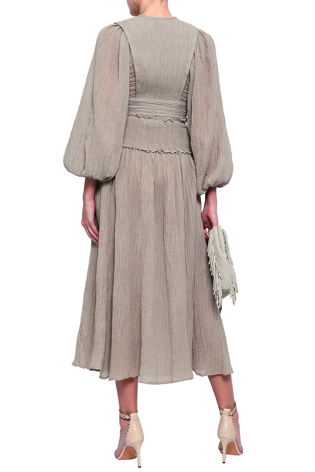 ZIMMERMANN Melody shirred crinkled gauze midi skirt