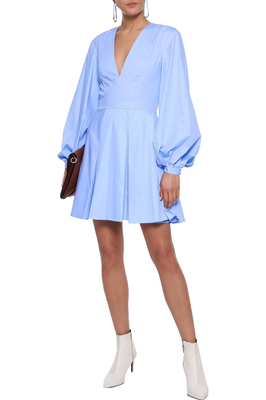 KHAITE Denise pleated cotton-poplin mini dress