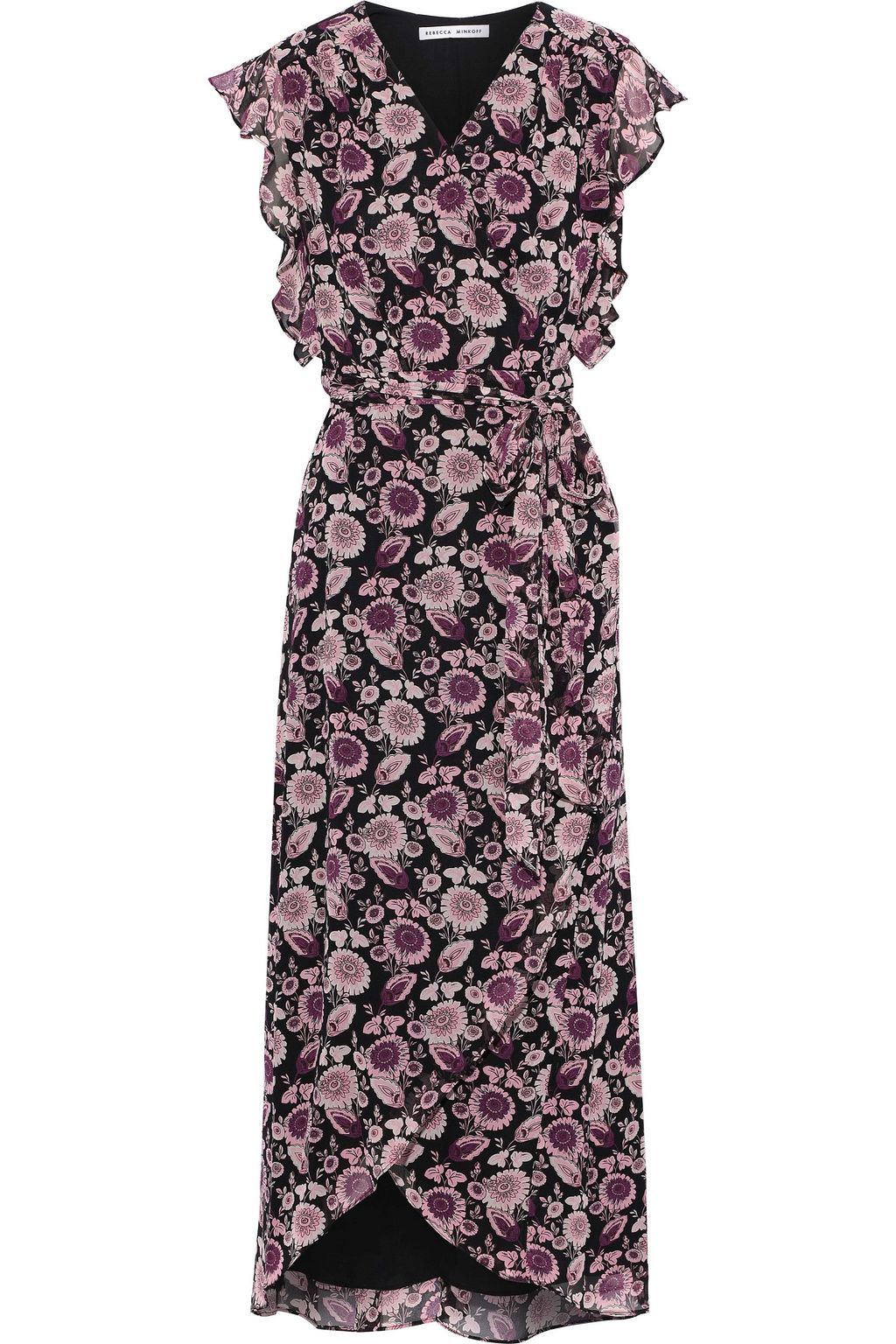 floral georgette ruffled wrap dress