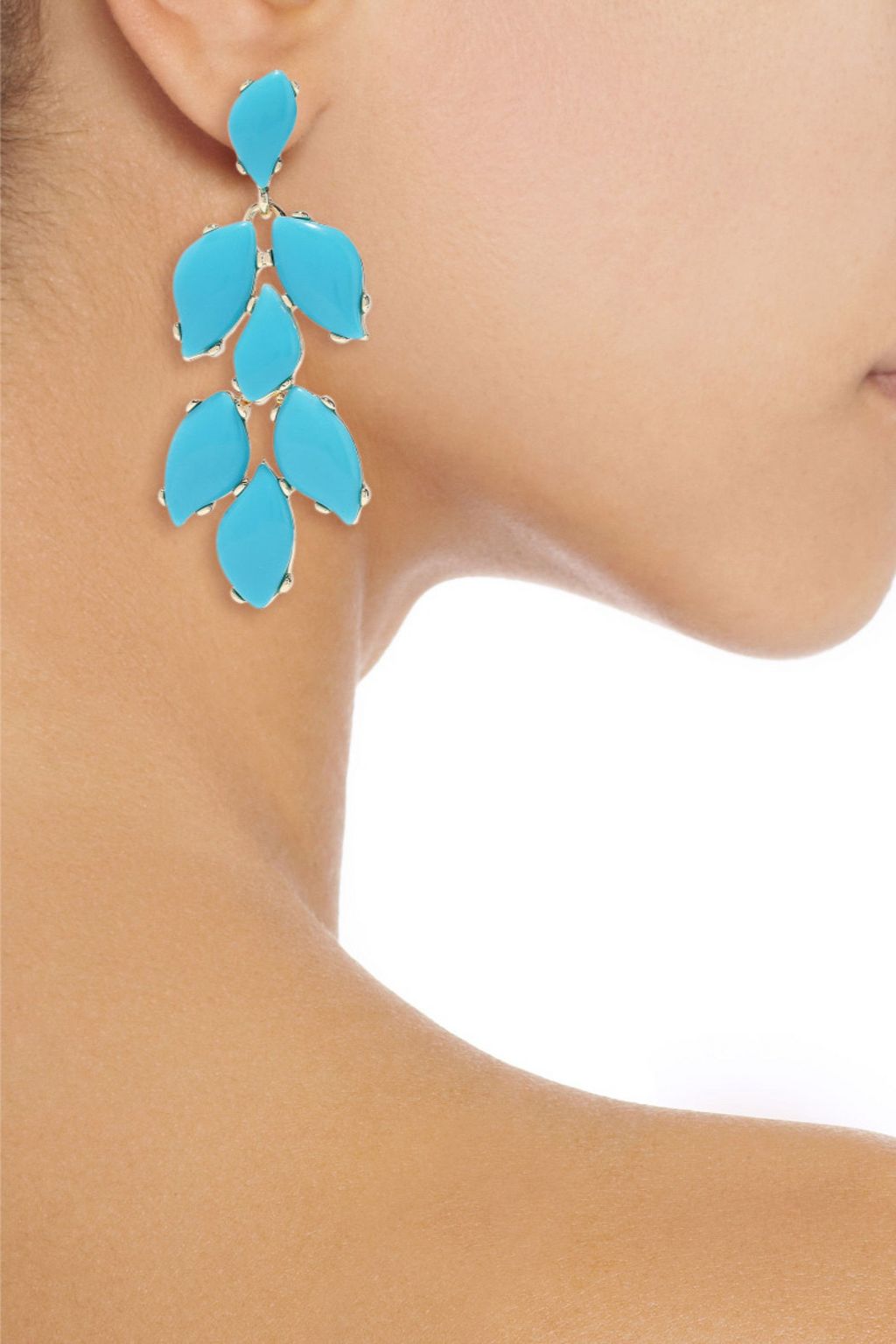KENNETH JAY LANE 22-karat gold-plated stone clip earrings