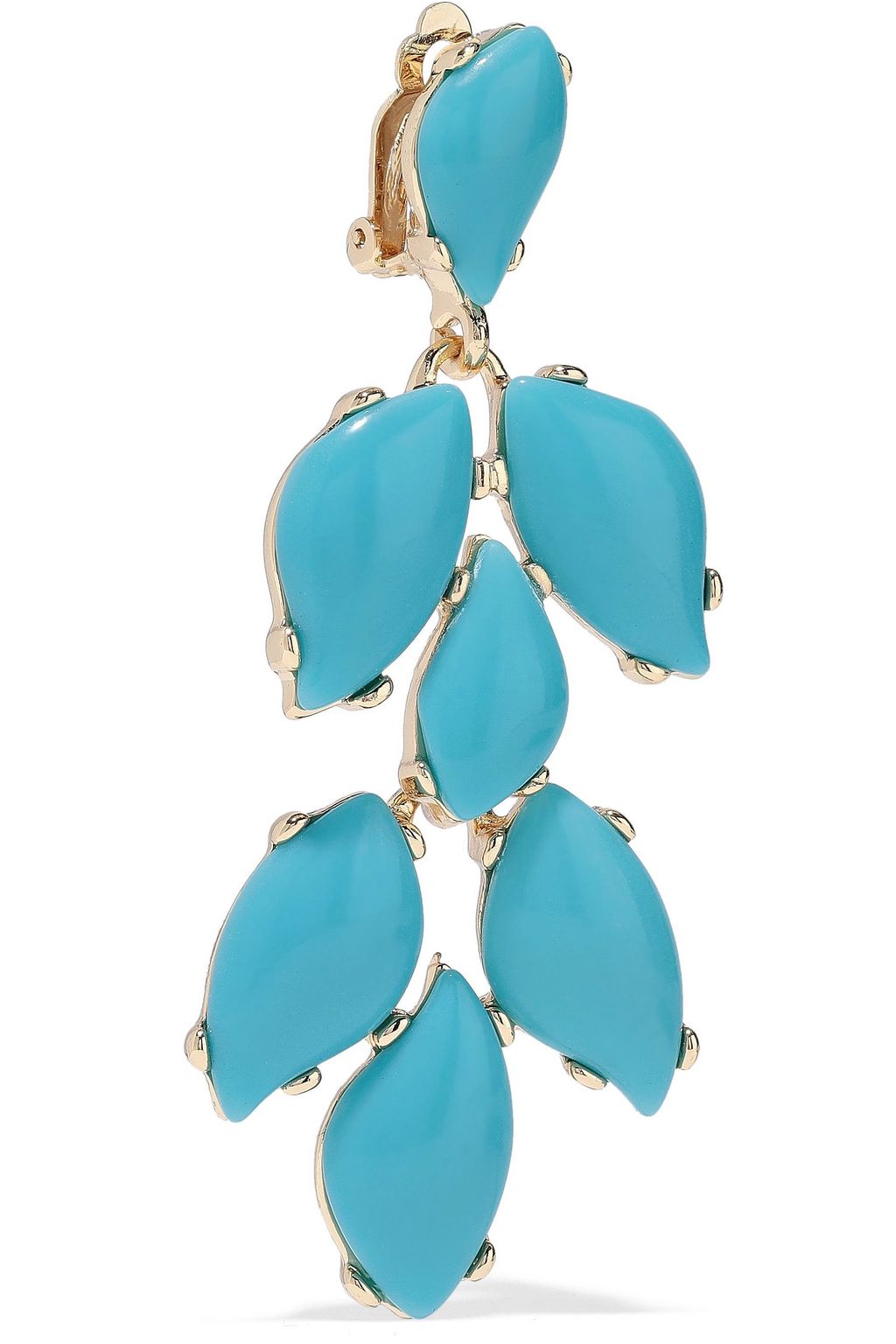 KENNETH JAY LANE 22-karat gold-plated stone clip earrings