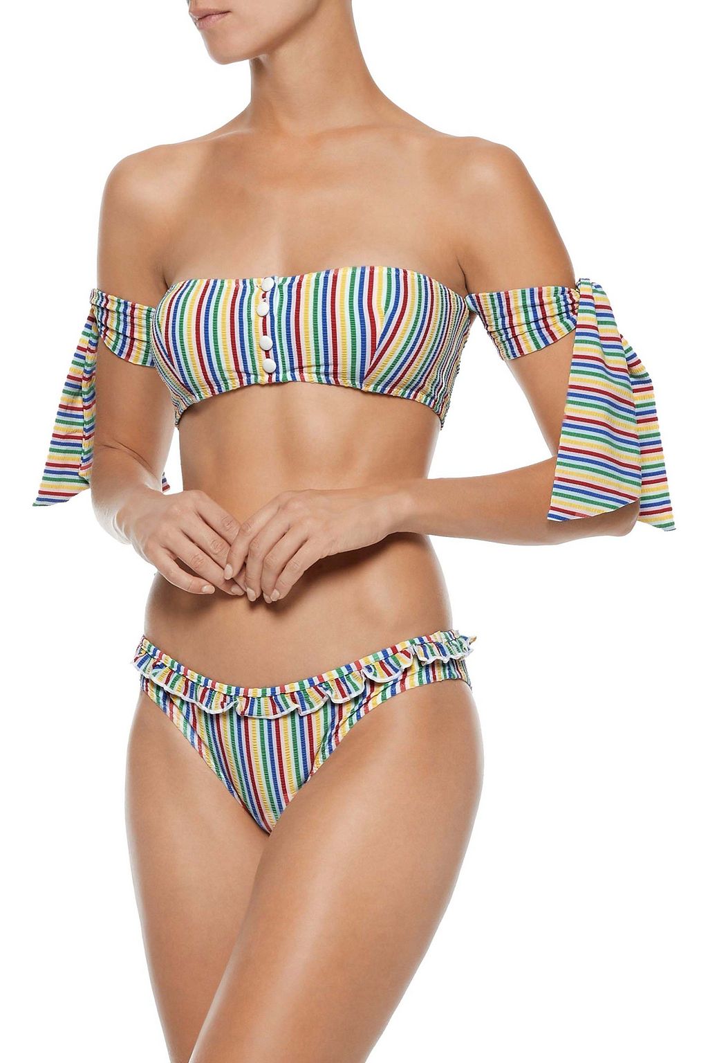 SOLID & STRIPED The Milly striped seersucker low-rise bikini briefs