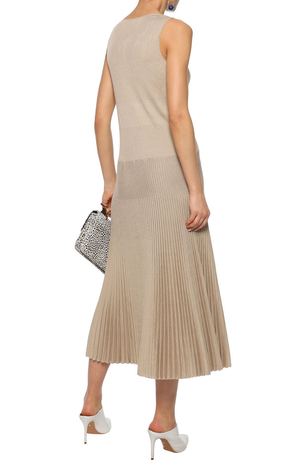 AGNONA Pleated cotton and silk-blend midi dress