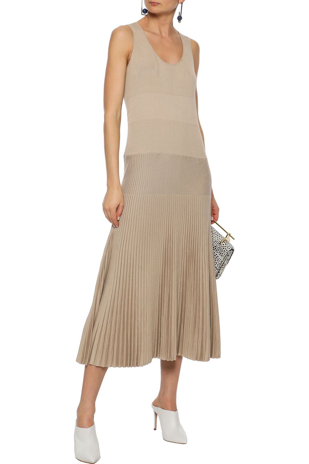 AGNONA Pleated cotton and silk-blend midi dress