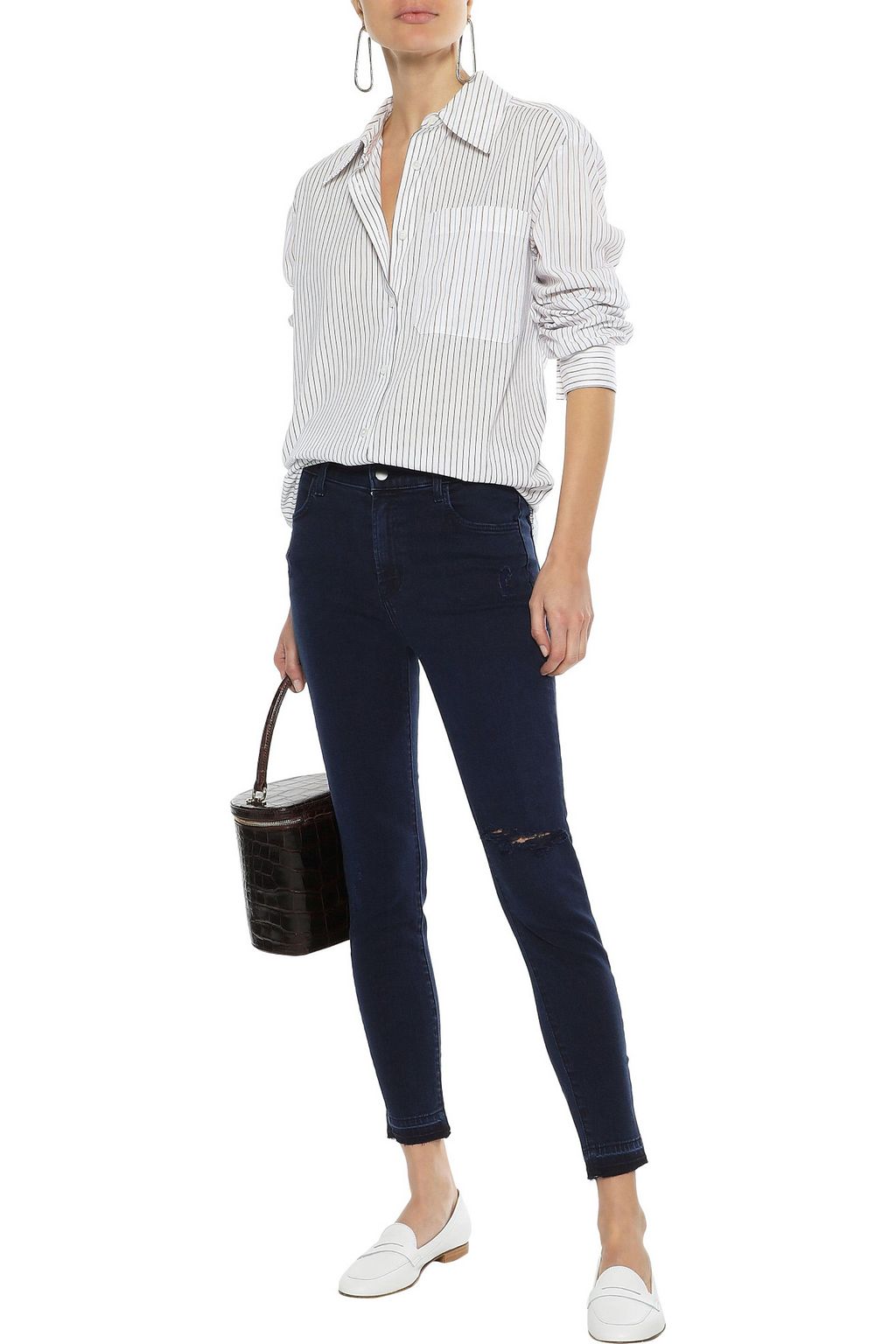 J BRAND Alana distressed mid-rise skinny jeans