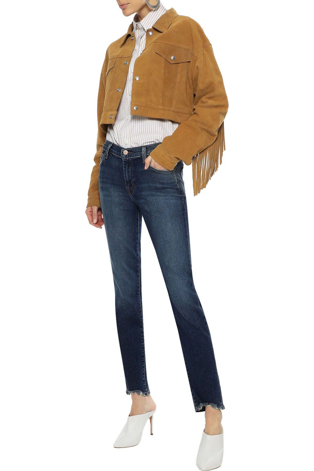 J BRAND Faded mid-rise slim-leg jeans