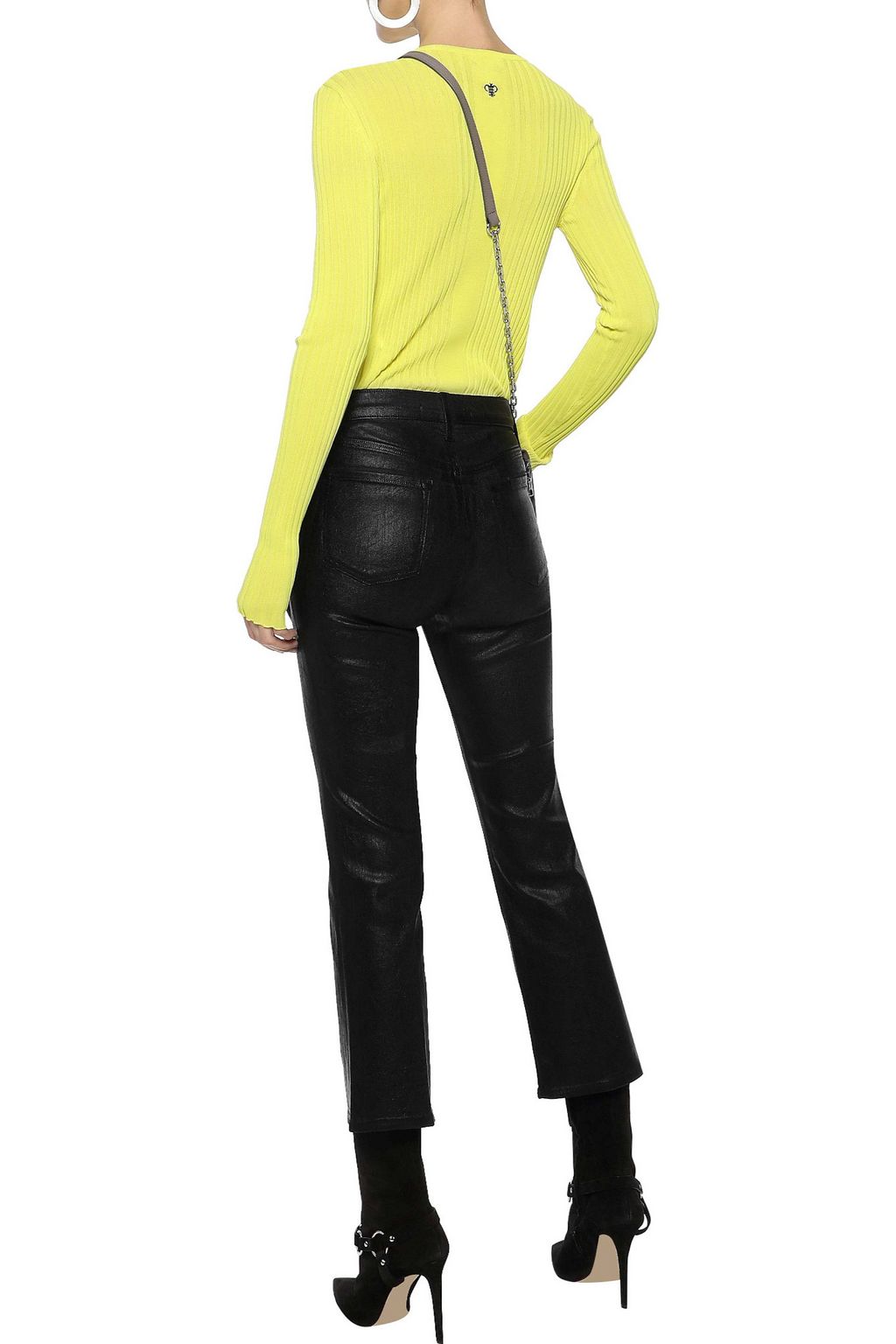 J BRAND Selena coated mid-rise kick-flare jeans