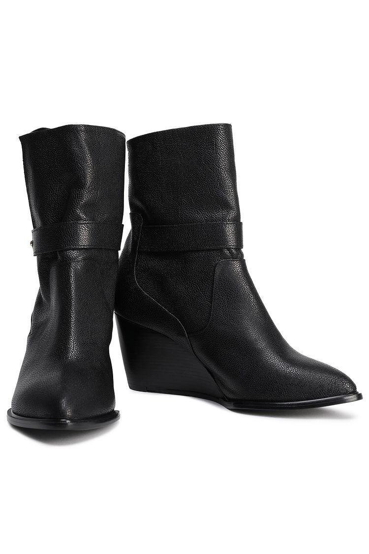 black pebbled leather boots