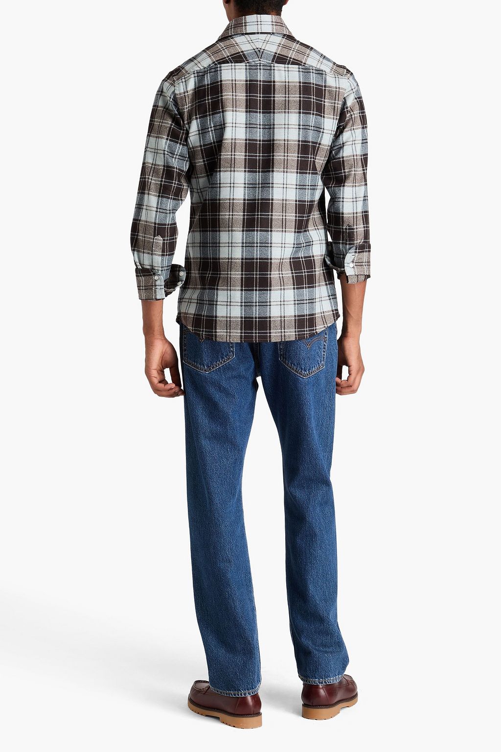 DUNHILL Checked wool-blend flannel shirt
