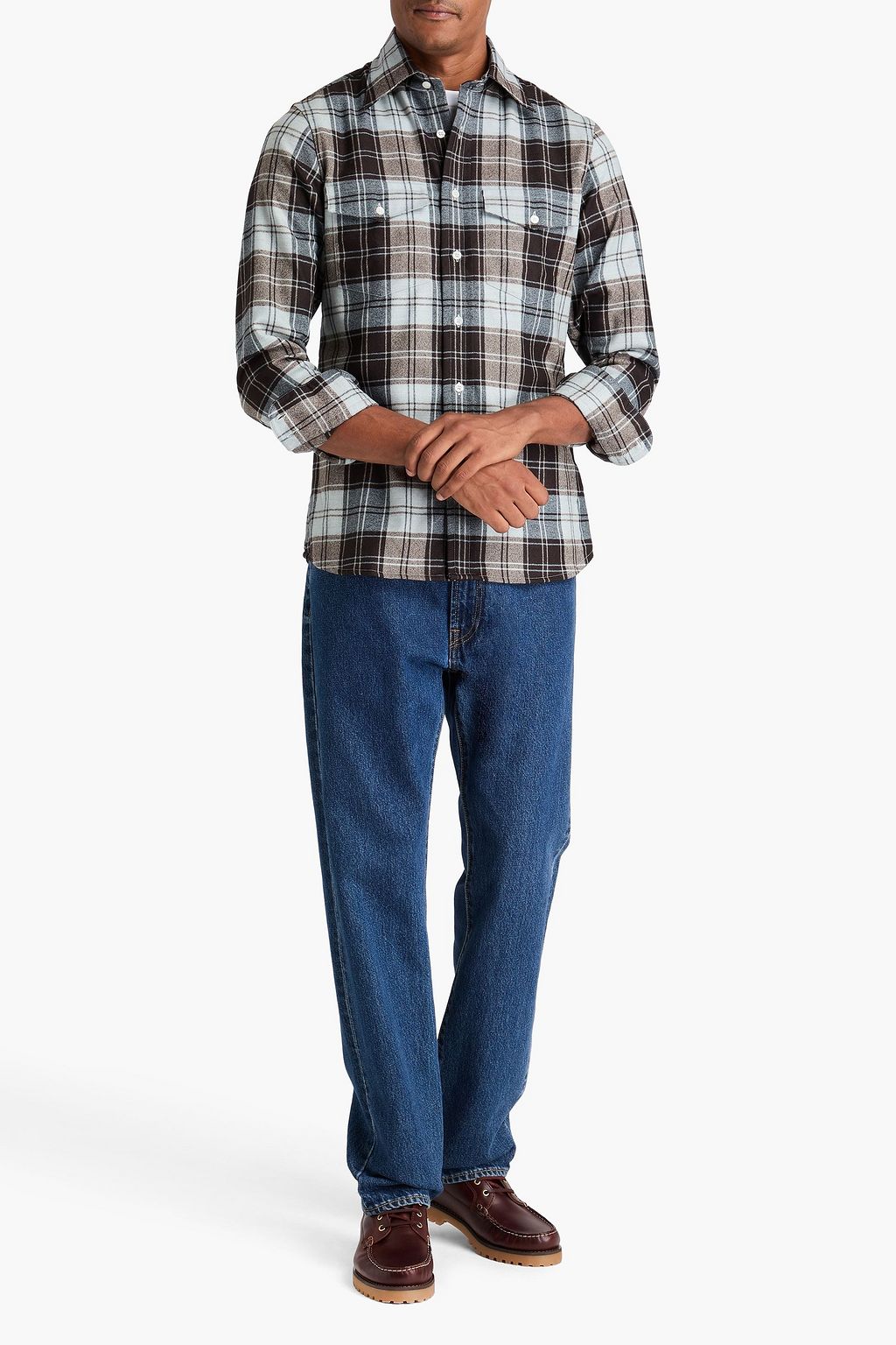 DUNHILL Checked wool-blend flannel shirt