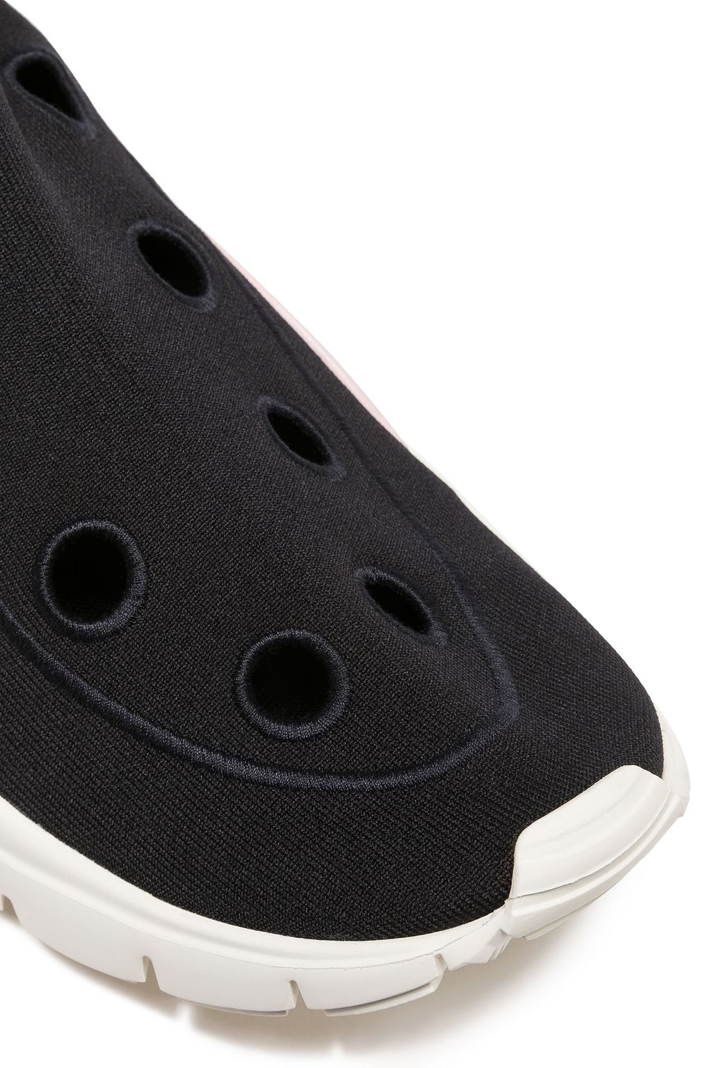VALENTINO GARAVANI Cutout stretch-knit high-top sneakers