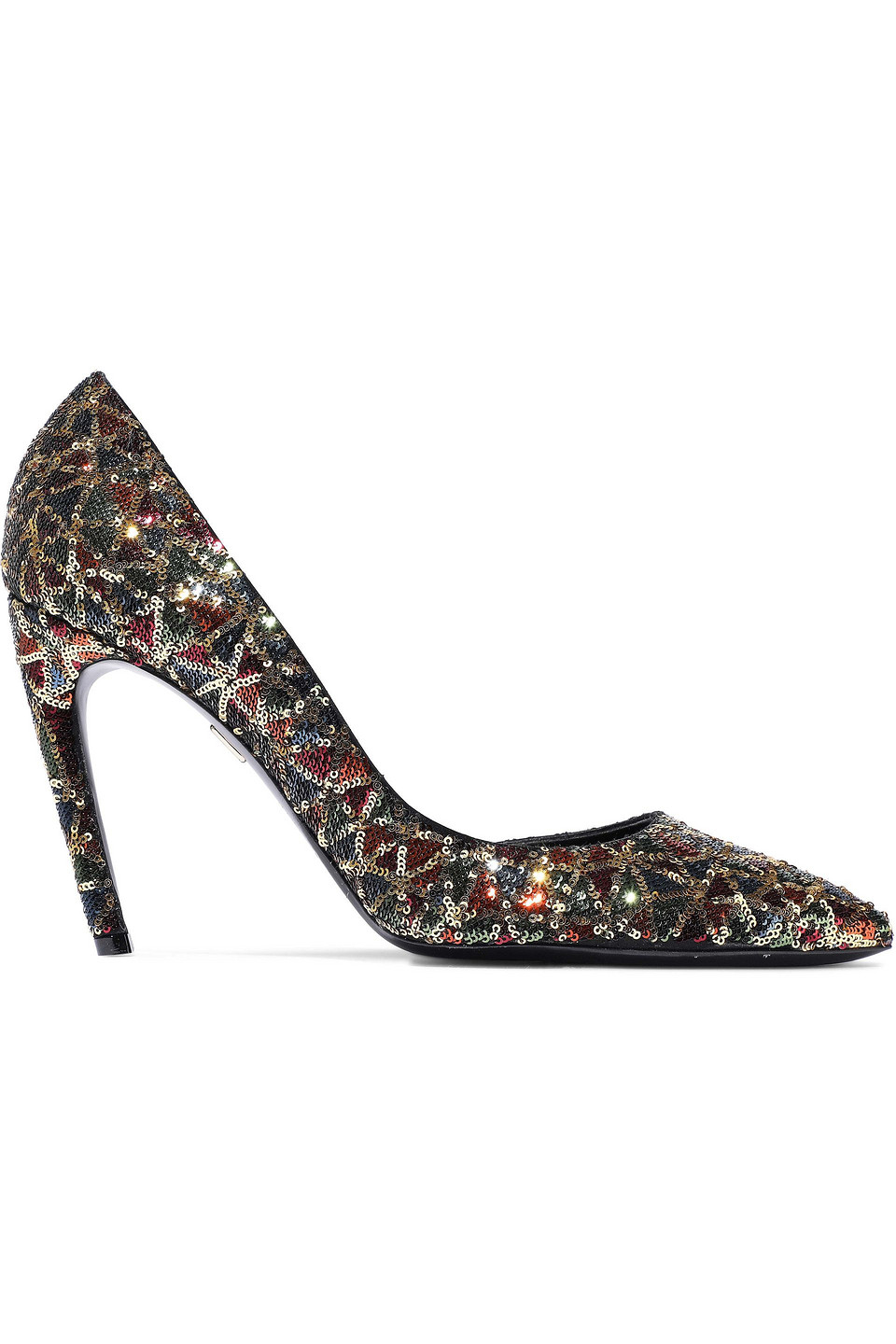 Sequined satin pumps