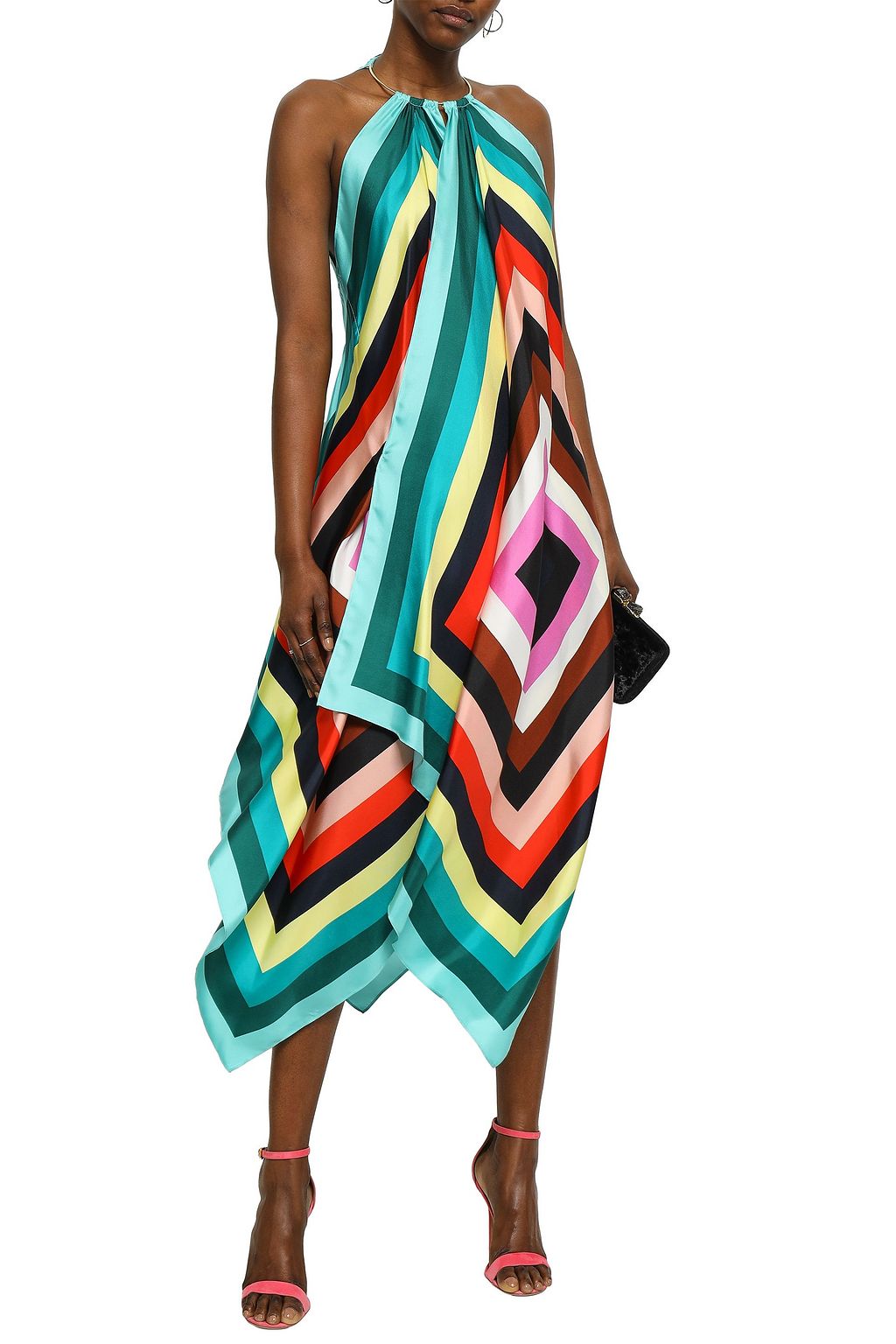 DIANE VON FURSTENBERG Draped printed silk-twill midi dress