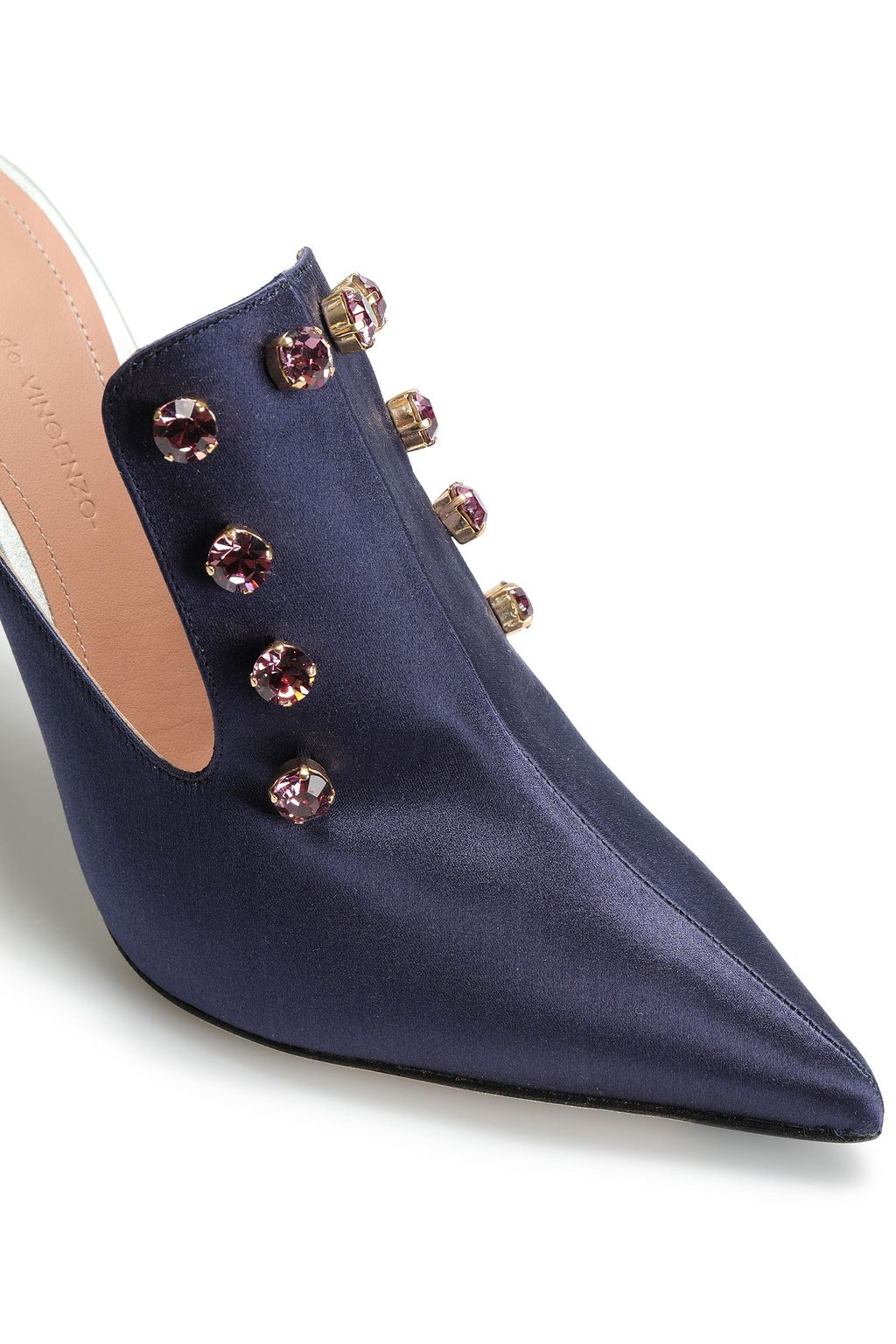 MARCO DE VINCENZO Color-block embellished satin mules