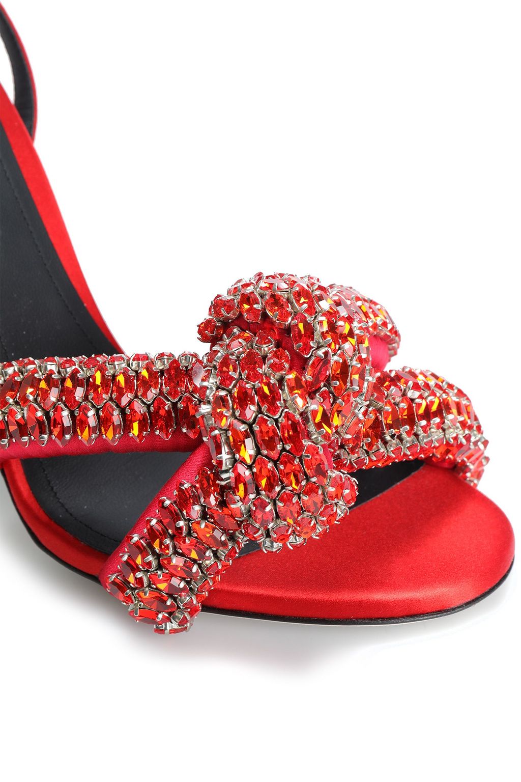 MARCO DE VINCENZO Knotted crystal-embellished satin sandals