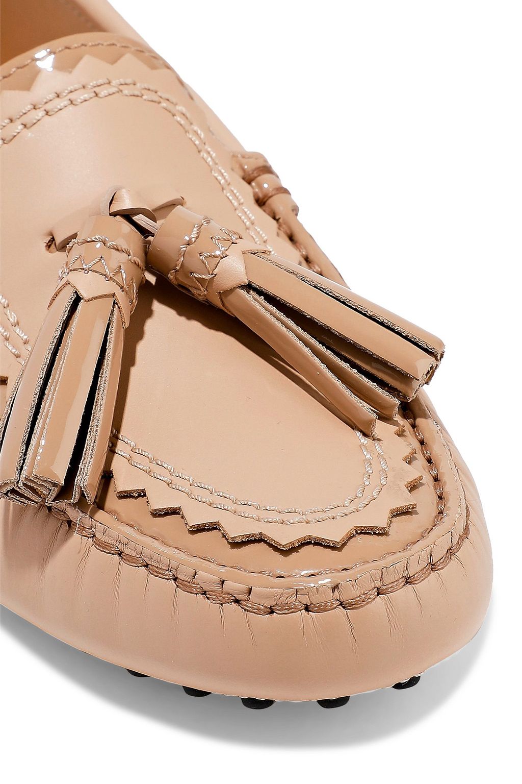 TOD'S Gommino tasseled smooth and patent-leather loafers