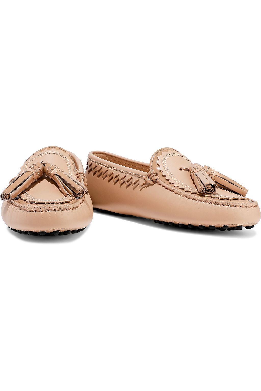 TOD'S Gommino tasseled smooth and patent-leather loafers