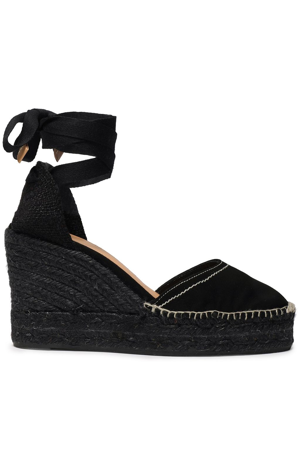 Black Carina canvas and suede wedge 