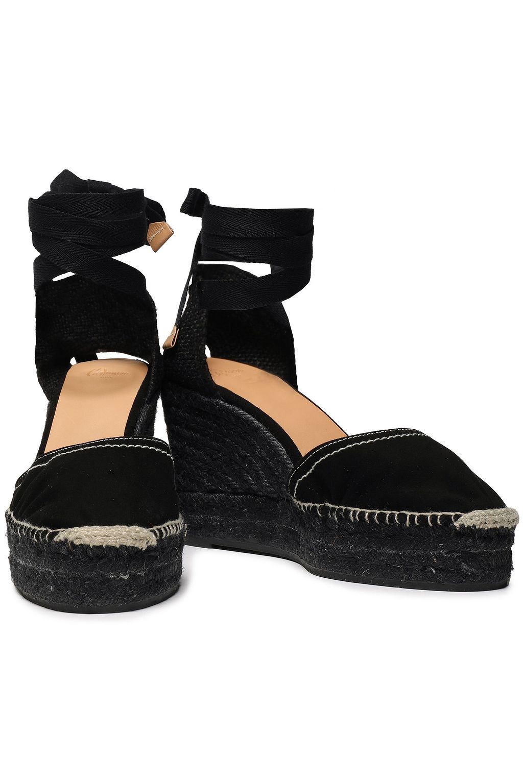 CASTAÑER Carina canvas and suede wedge espadrilles