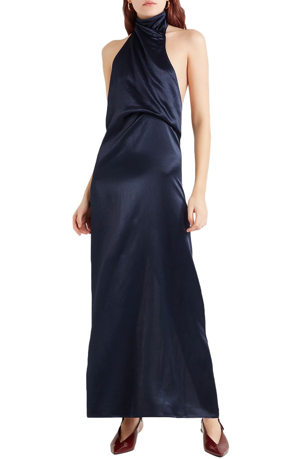 satin halterneck maxi dress