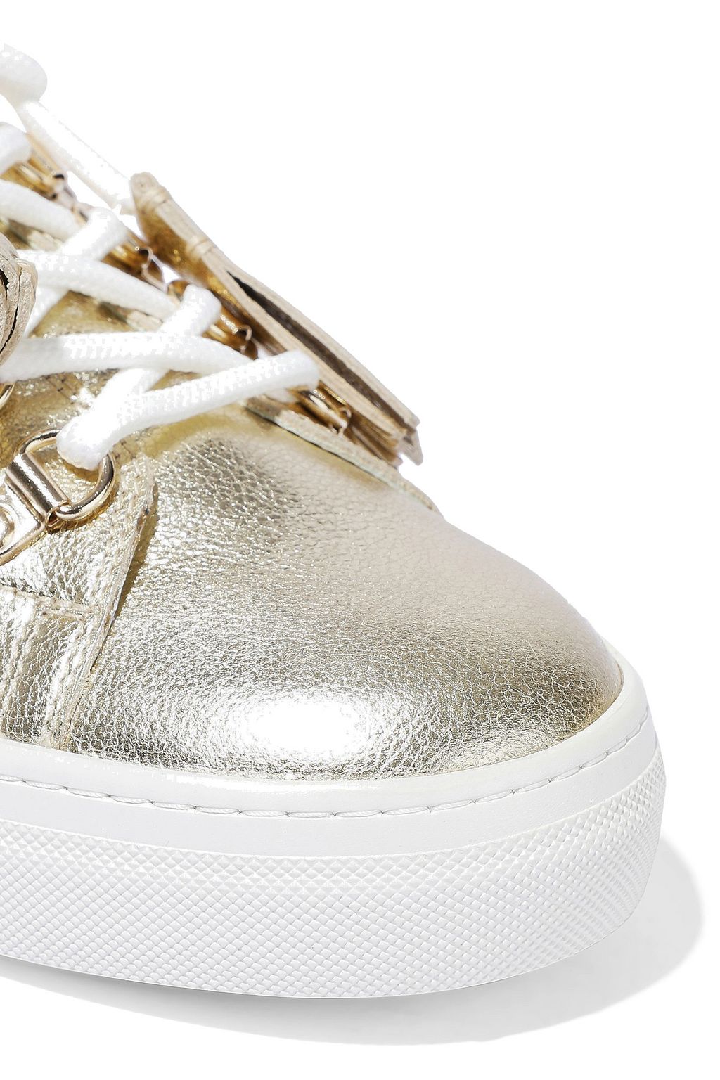 TOD'S Sportivo XK metallic cracked-leather sneakers