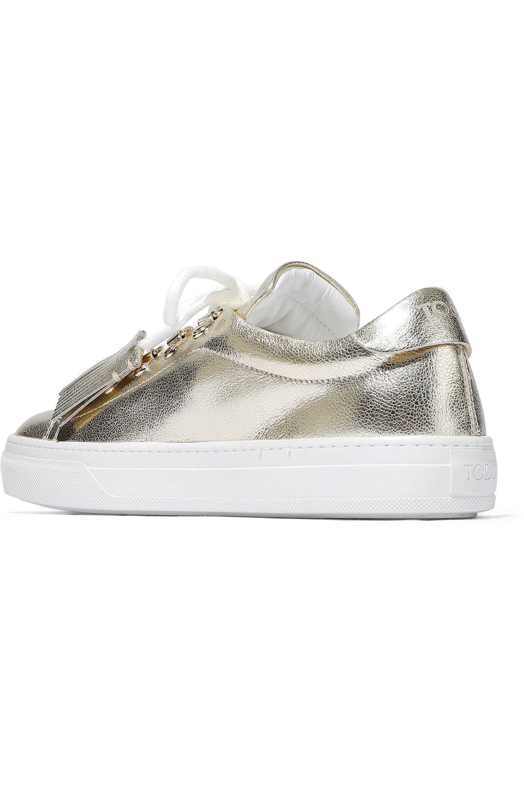 TOD'S Sportivo XK metallic cracked-leather sneakers