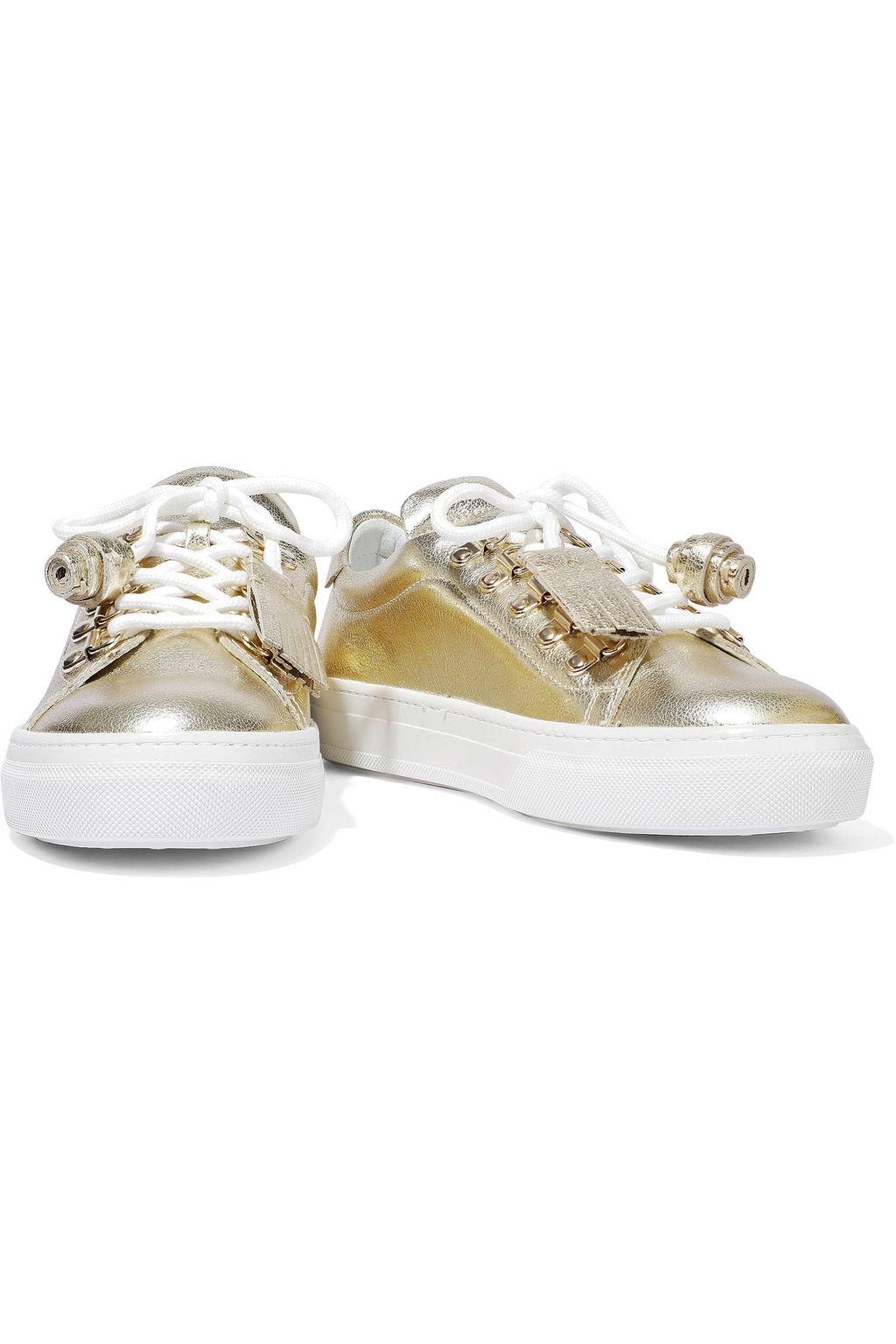 TOD'S Sportivo XK metallic cracked-leather sneakers
