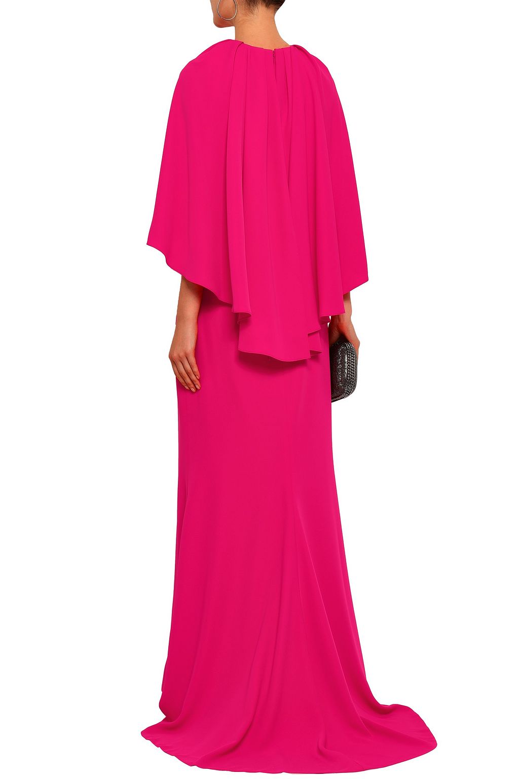 REEM ACRA Cape-effect embellished crepe gown