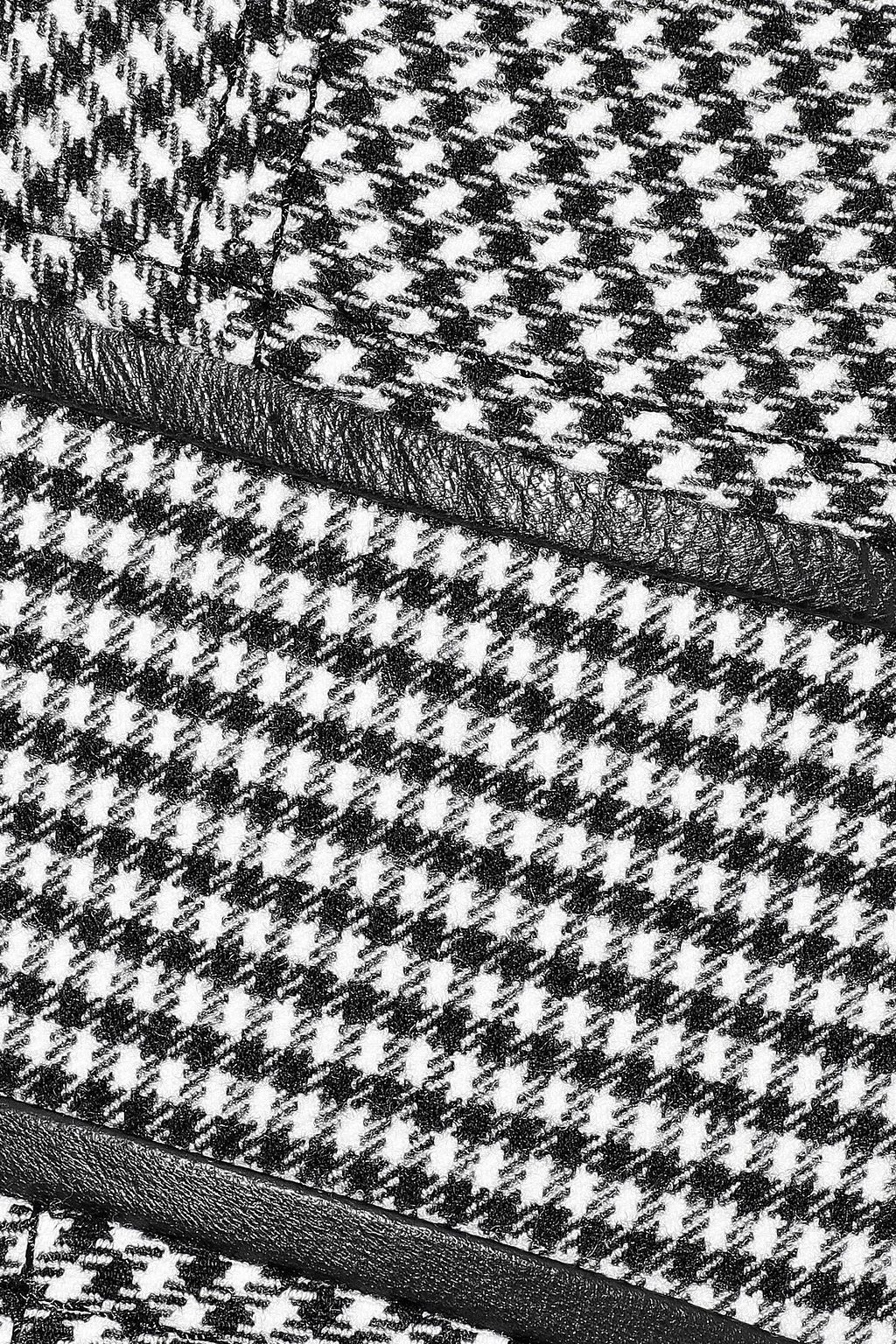 DEREK LAM 10 CROSBY Leather-paneled houndstooth cady mini dress