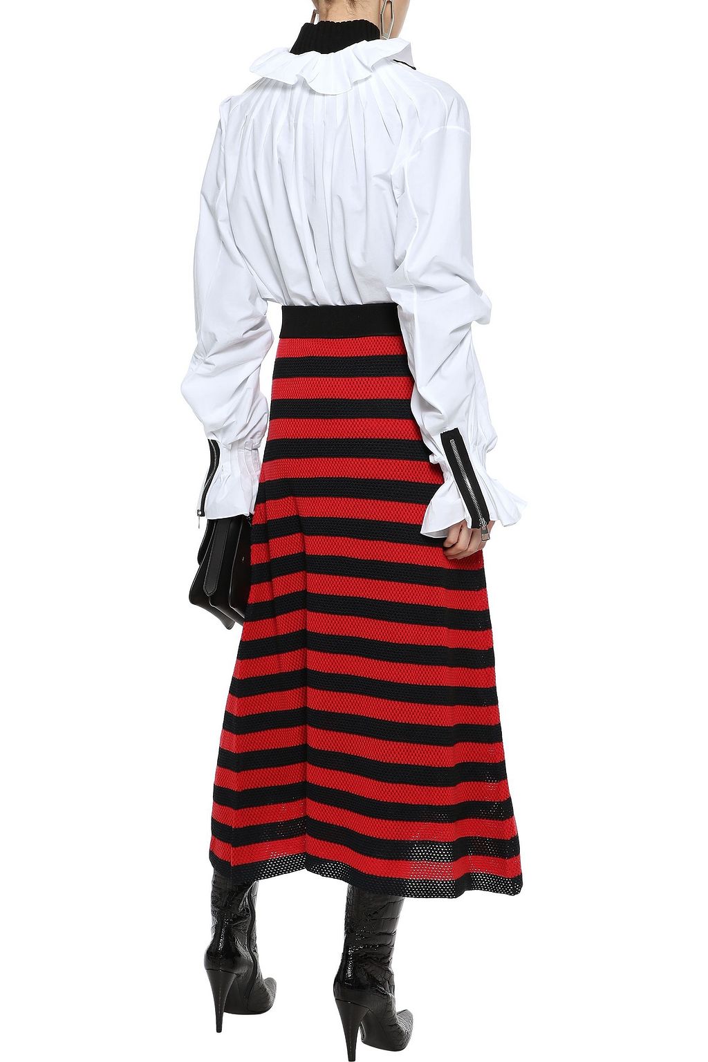 SONIA RYKIEL Striped open-knit wool-blend maxi skirt
