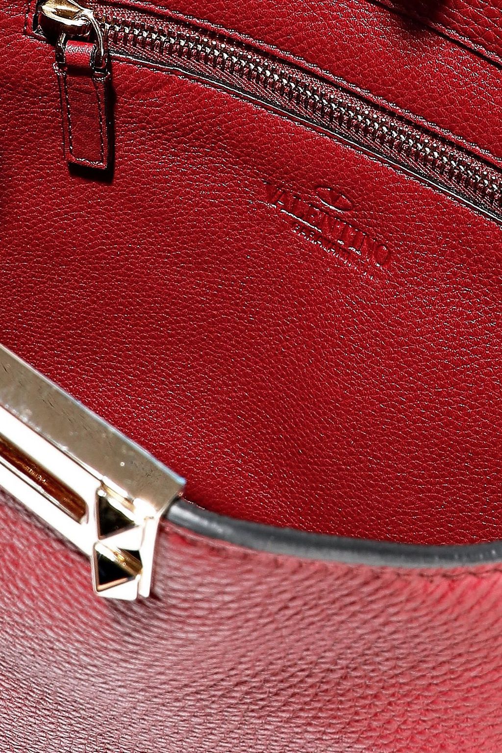 VALENTINO GARAVANI Rockstud Hobo pebbled-leather shoulder bag