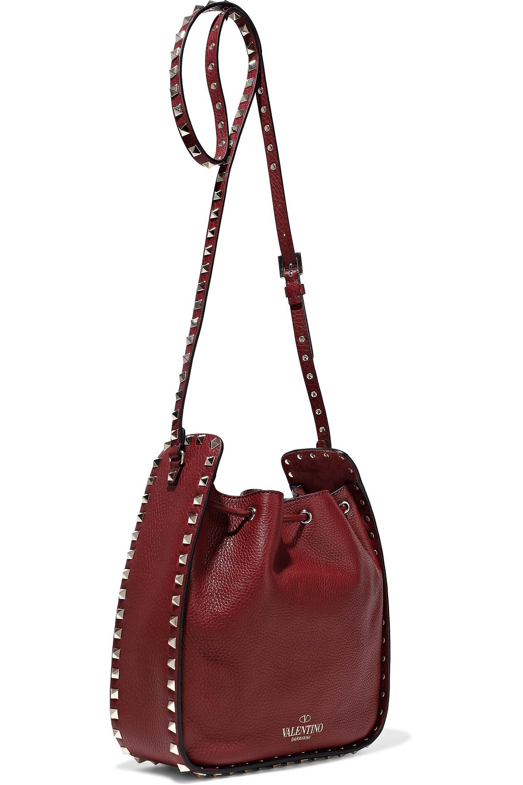 VALENTINO GARAVANI Rockstud pebbled-leather bucket bag