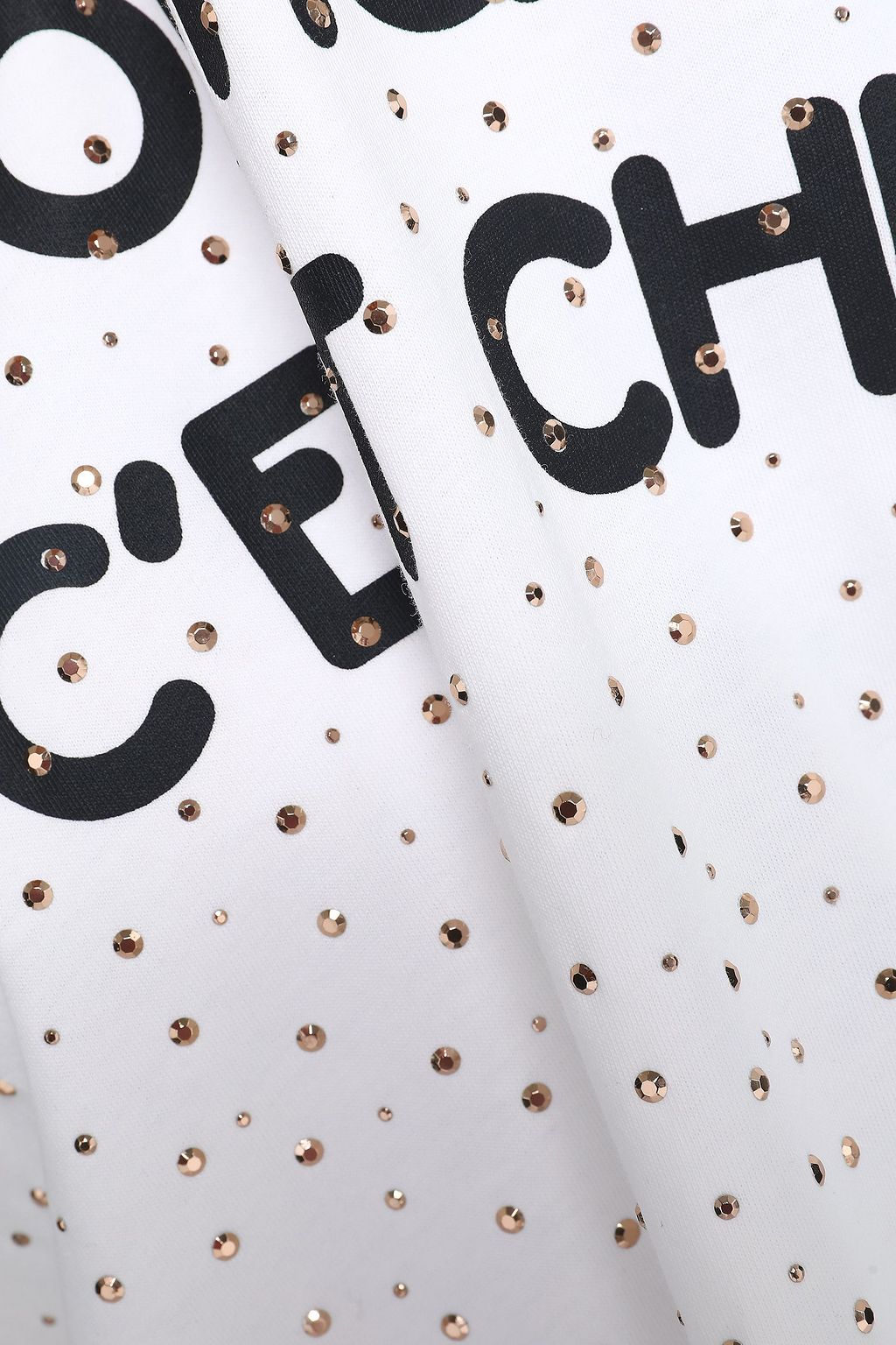 BOUTIQUE MOSCHINO Crystal-embellished printed cotton-jersey mini dress