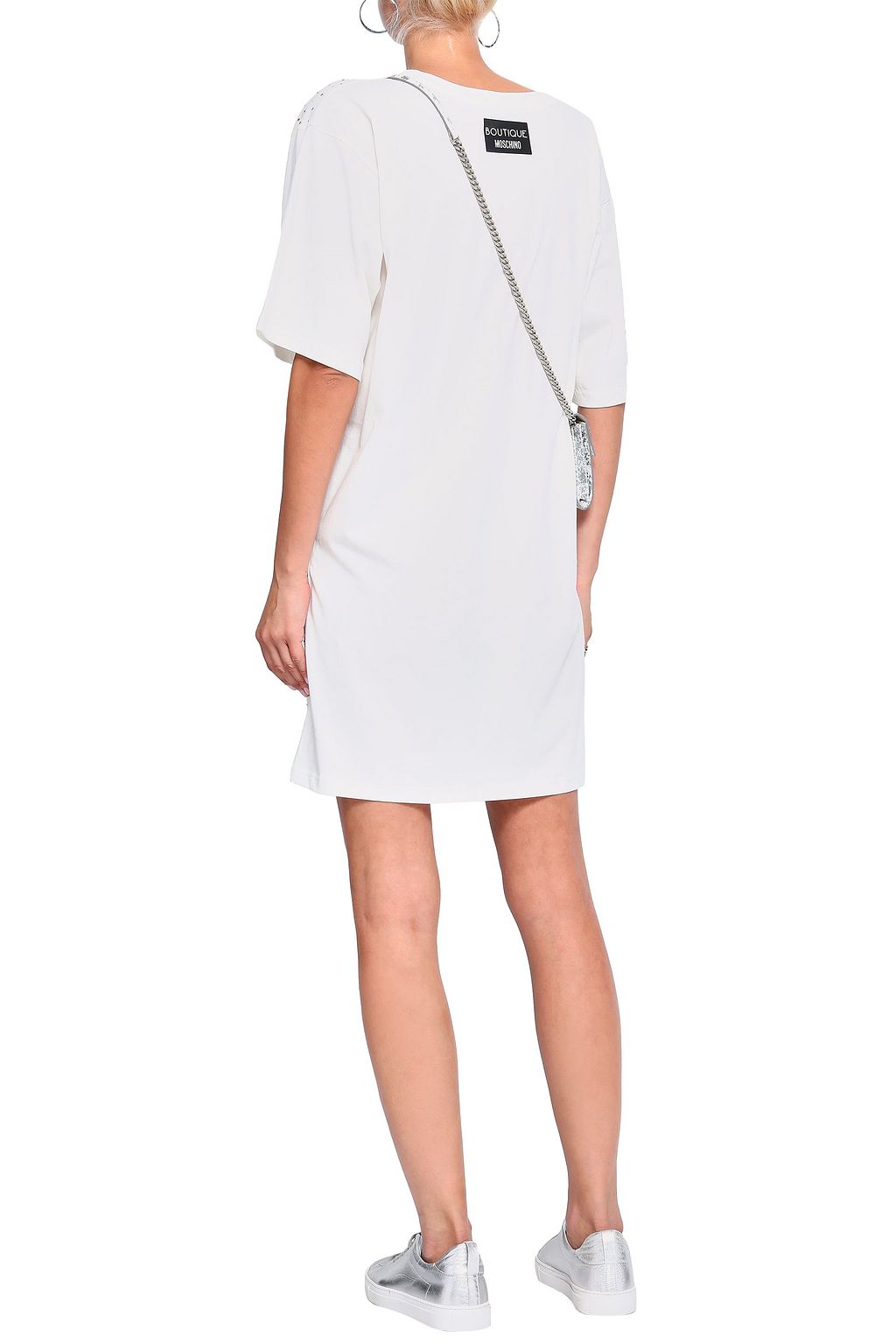 BOUTIQUE MOSCHINO Crystal-embellished printed cotton-jersey mini dress