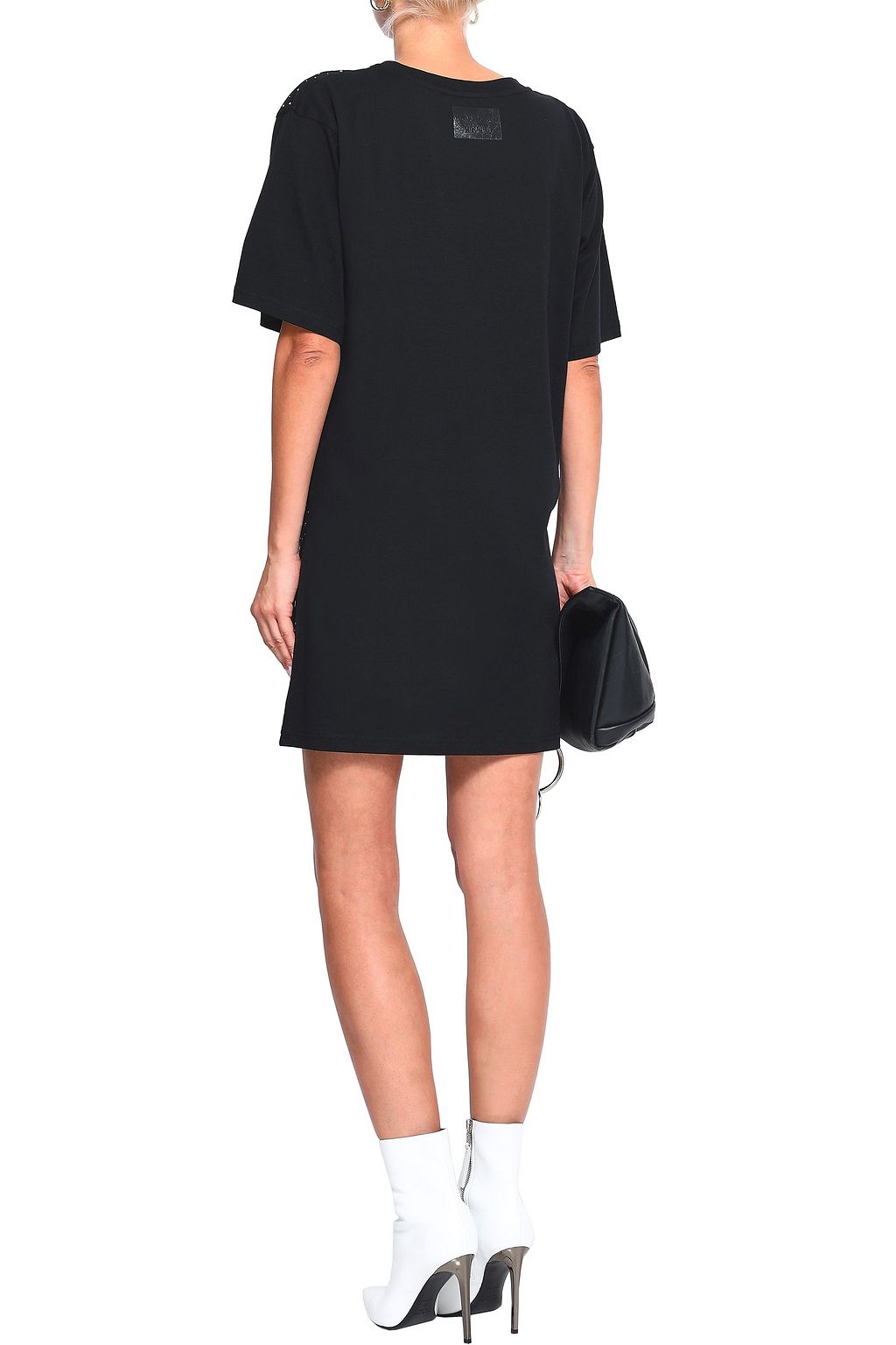 BOUTIQUE MOSCHINO Crystal-embellished printed cotton-jersey mini dress