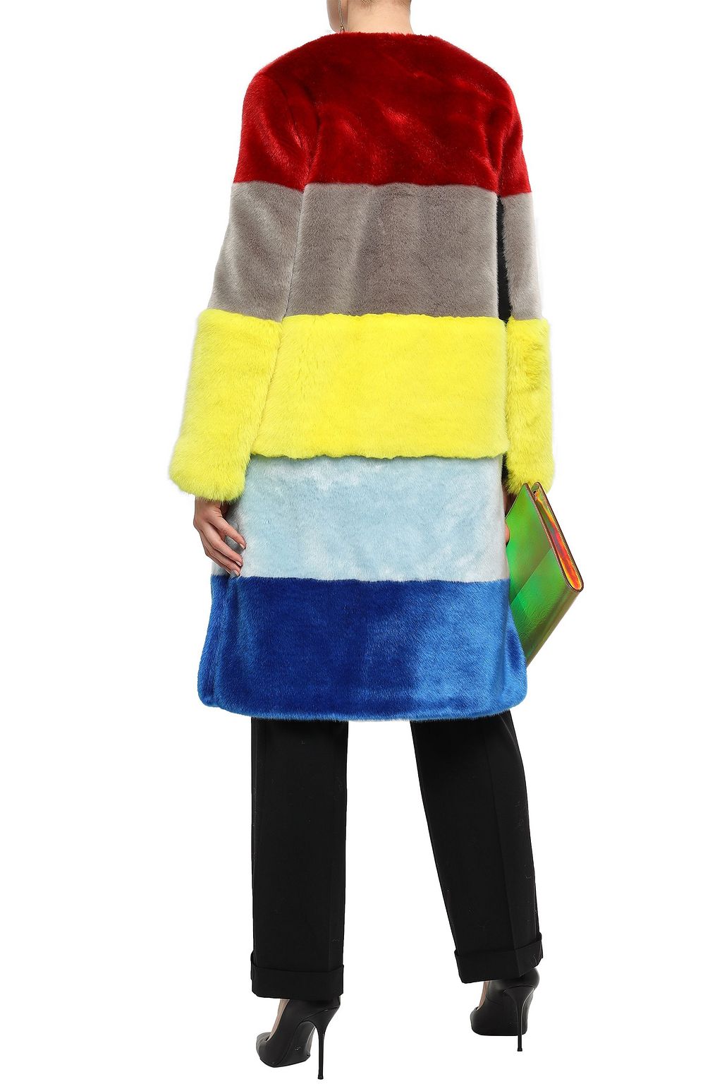 OSMAN Color-block faux fur coat