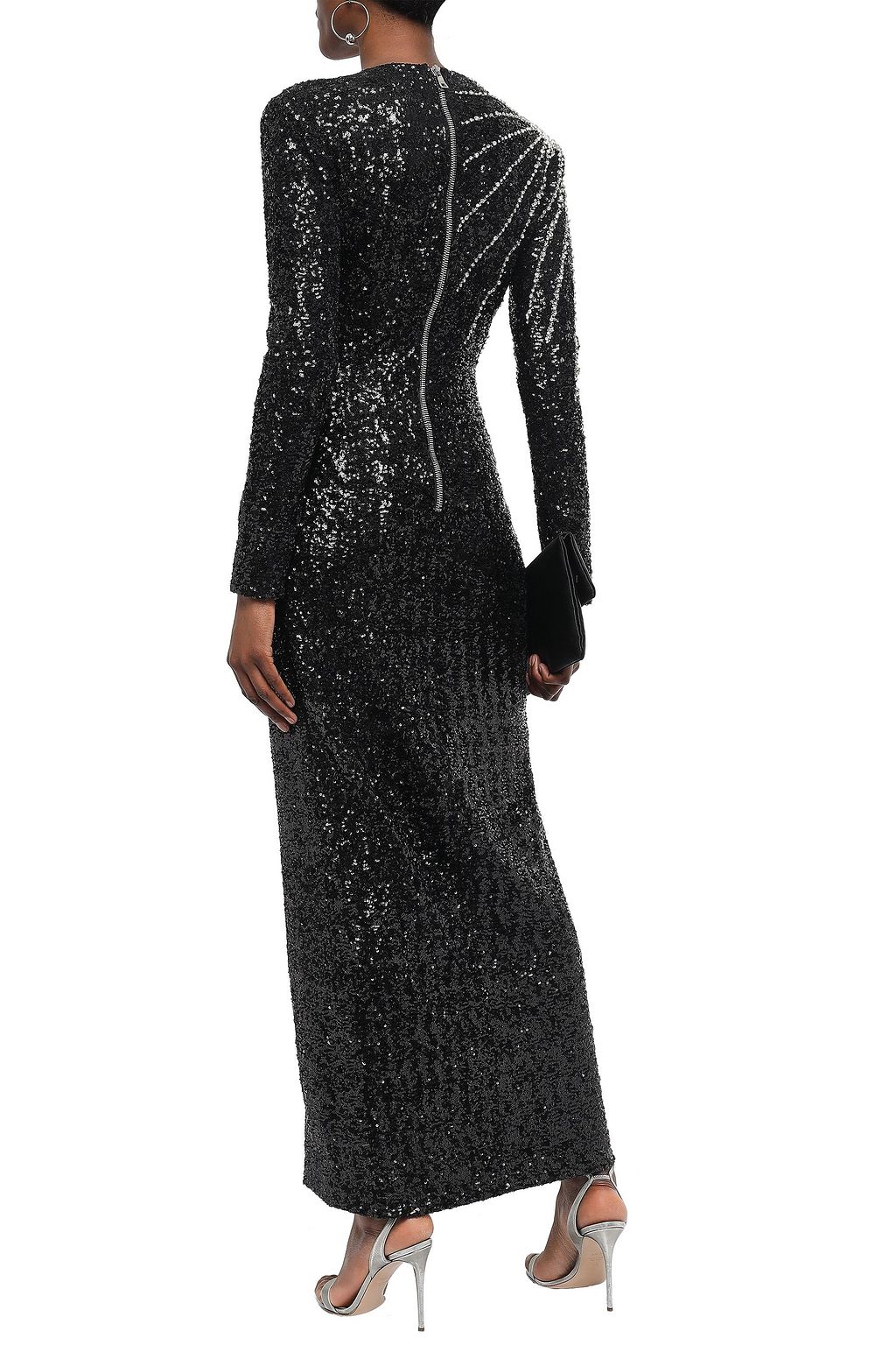 BALMAIN Wrap-effect embellished crepe gown