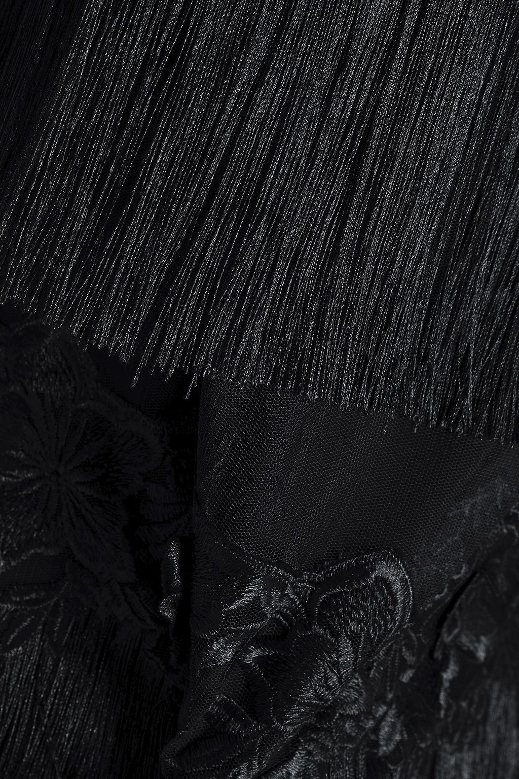 BADGLEY MISCHKA Fringed embroidered tulle dress