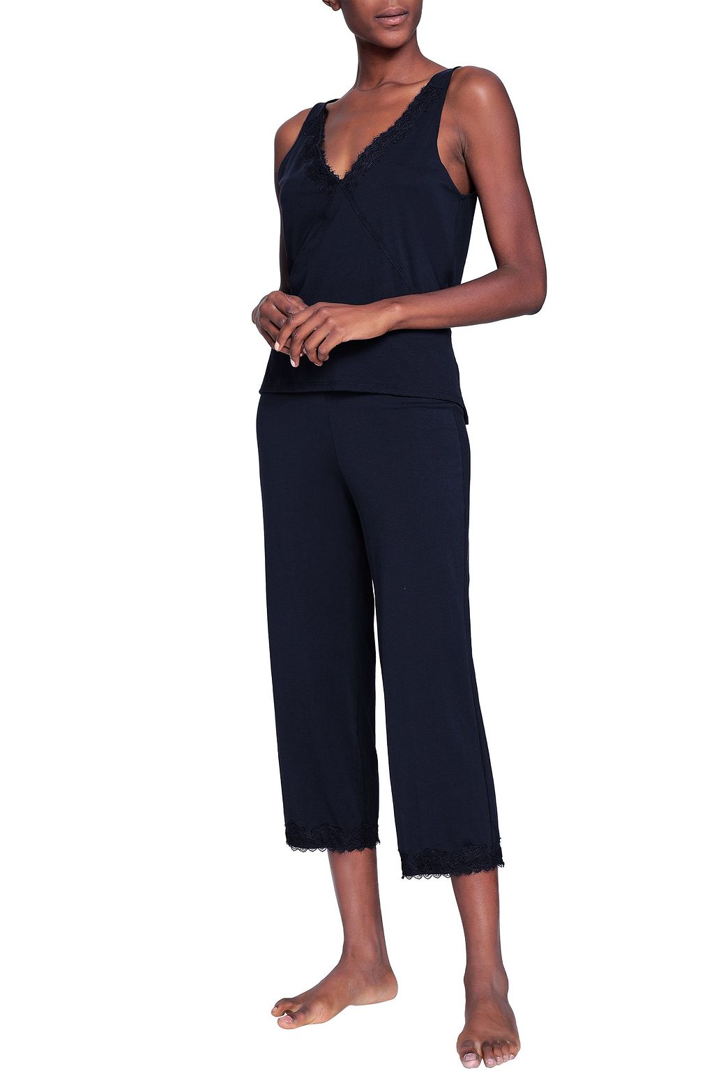 SKIN Lacetrimmed Pima cottonjersey pajama pants Sale up to 70 off