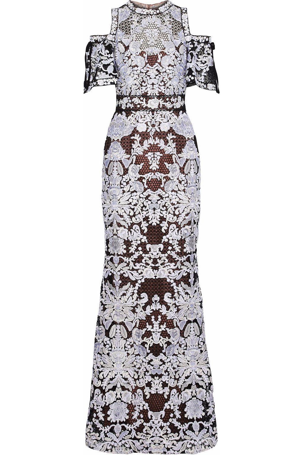 marchesa notte cold shoulder dress