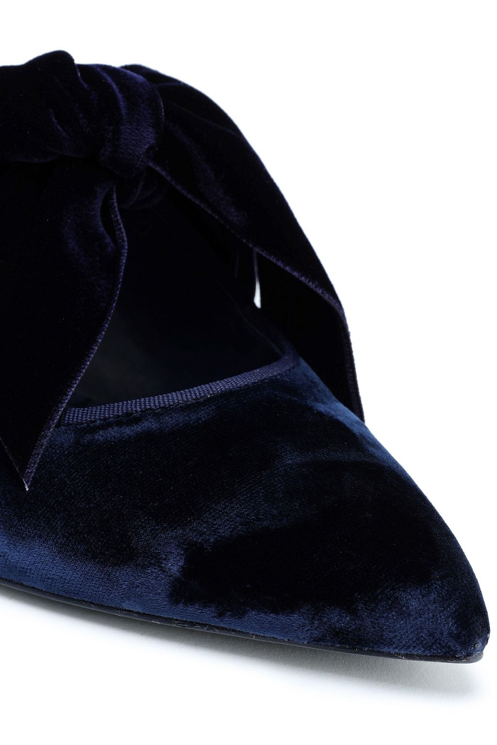 TORY BURCH Clara grosgrain-trimmed velvet point-toe flats