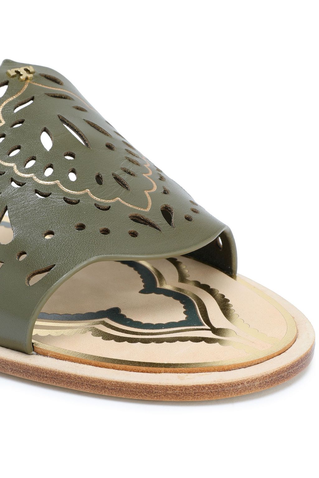 TORY BURCH Laser-cut leather slides
