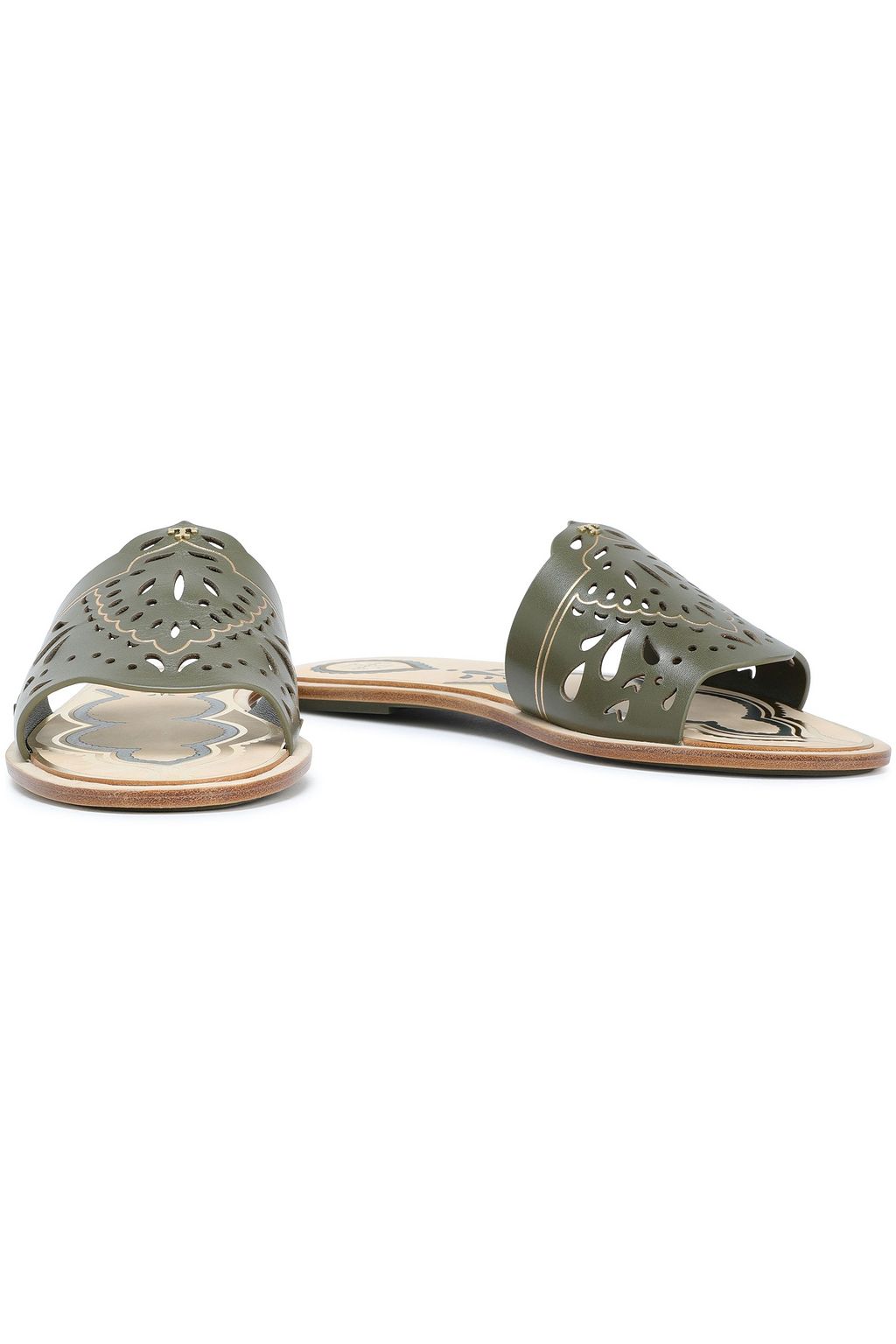 TORY BURCH Laser-cut leather slides