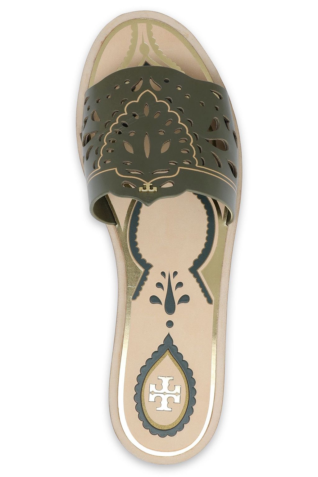 TORY BURCH Laser-cut leather slides