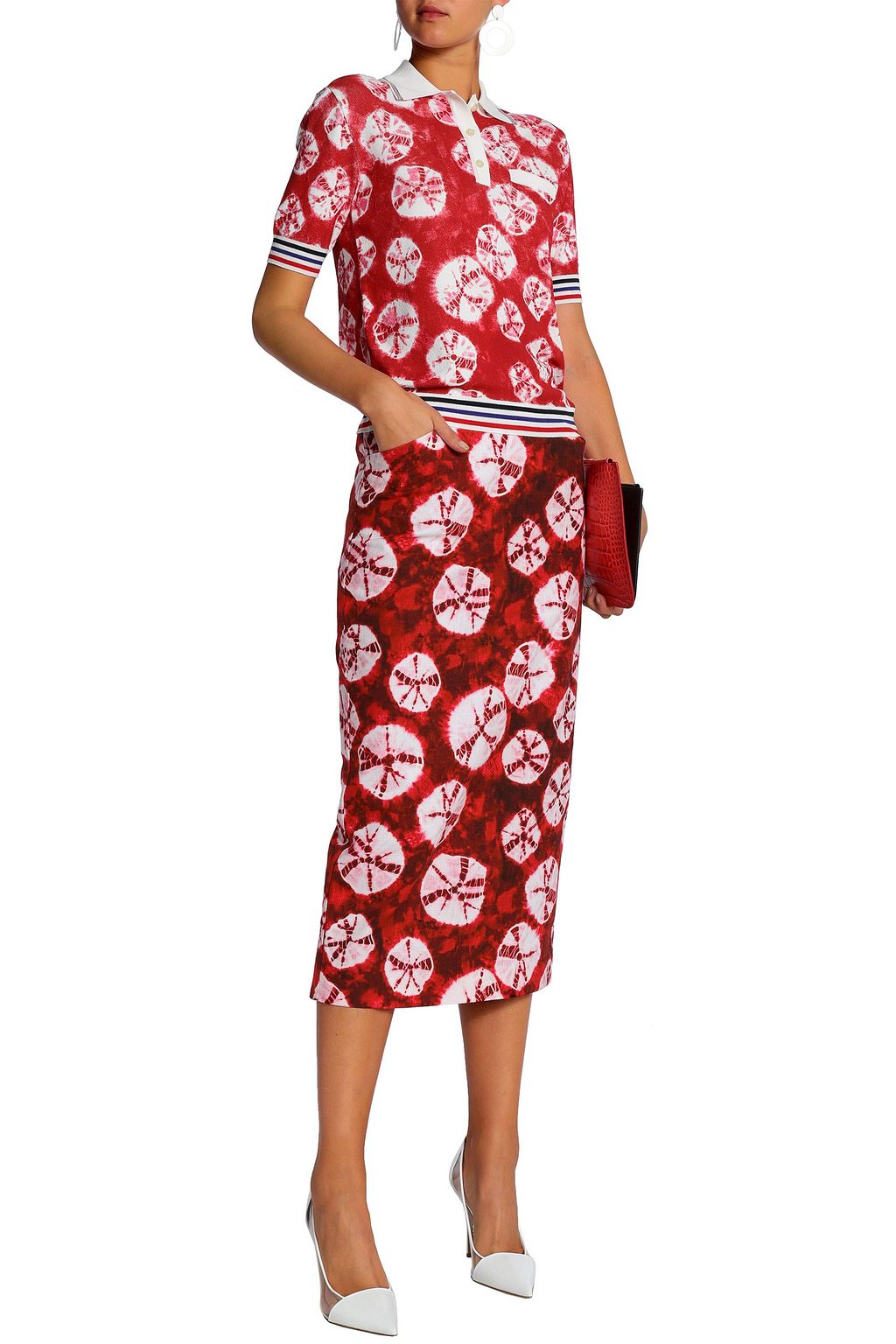 STELLA JEAN Tie-dyed cotton midi skirt
