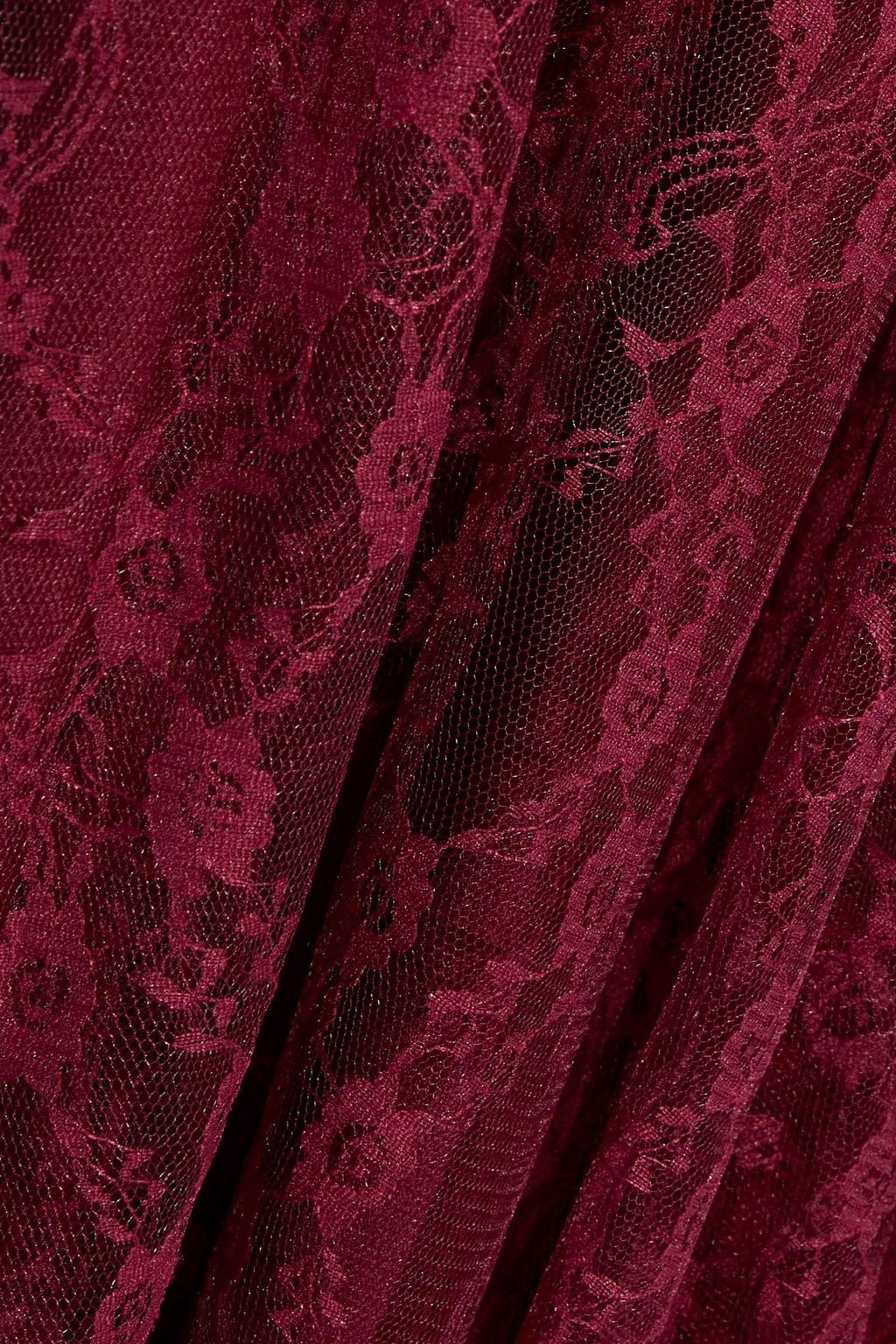 MIKAEL AGHAL Pussy-bow ruffle-trimmed lace midi dress