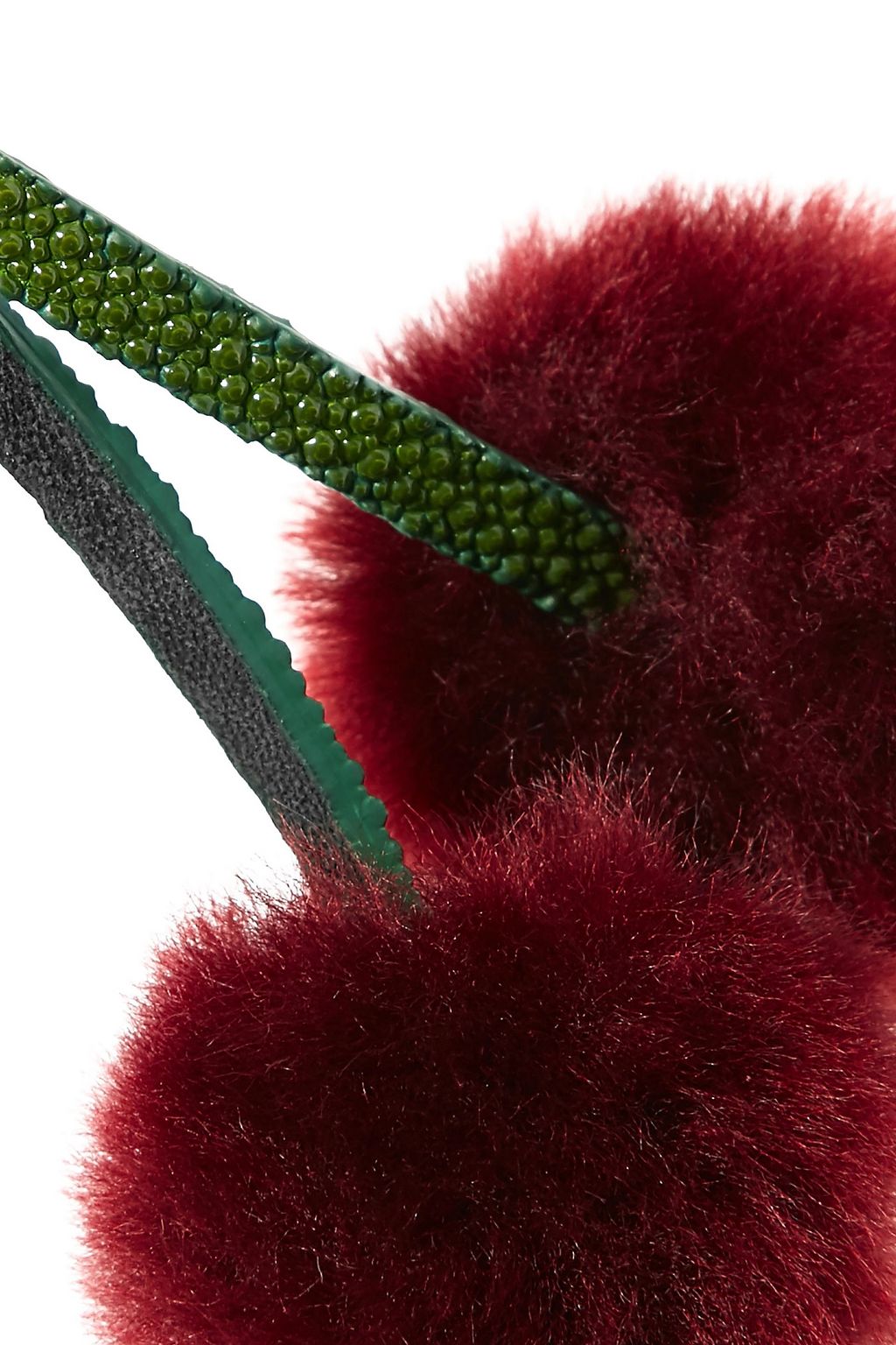 AUTUMN CPH Pompom-embellished shearling and stingray keychain